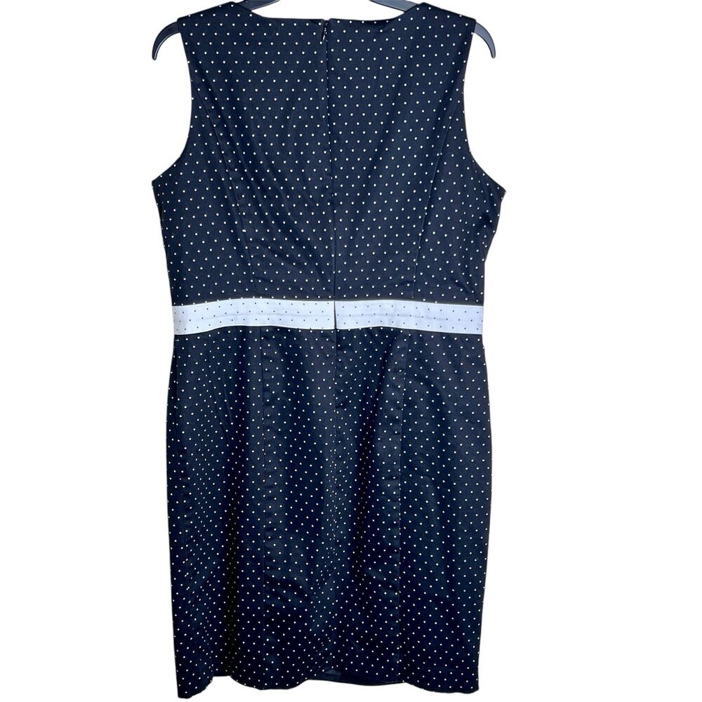 Liz Claiborne Sleeveless Dress Shift Sz 14 Black and White Polka Dot  Back Zip - Picture 2 of 9